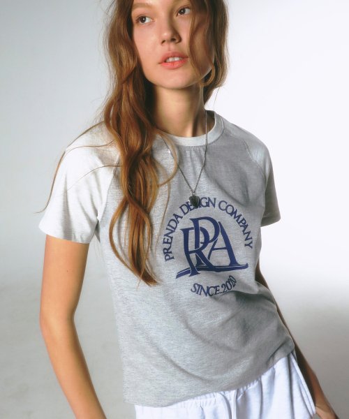 韓國PRENDA - MAIN LOGO RAGLAN TEE GRAY